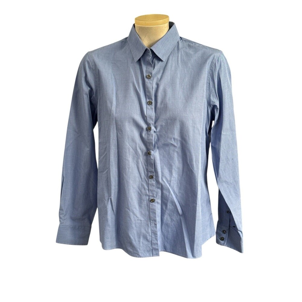 Lands End Button Down Shirt Womens' 8 No Iron Supima Classic Blue